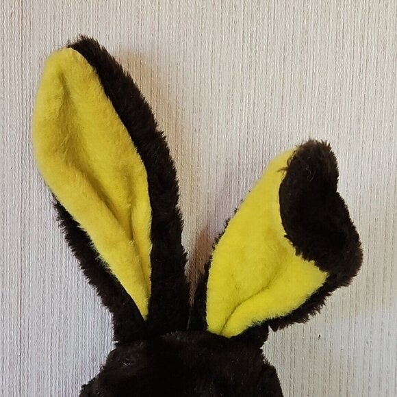 Vintage Easter Bunny Rabbit Plush Chocolate Brown Orange Spangled Eyes 23" Large - Picture 4 of 12